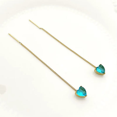 Orecchini a Bottone con Ciondoli Zircone – Placcati Oro 14K