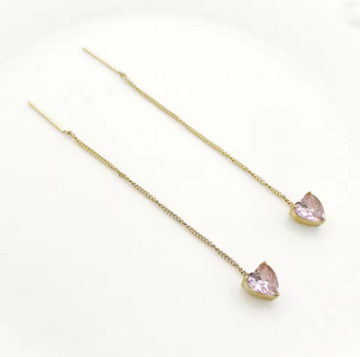 Orecchini a Bottone con Ciondoli Zircone – Placcati Oro 14K