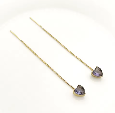 Orecchini a Bottone con Ciondoli Zircone – Placcati Oro 14K