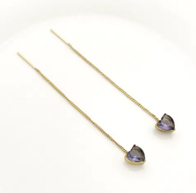 Orecchini a Bottone con Ciondoli Zircone – Placcati Oro 14K