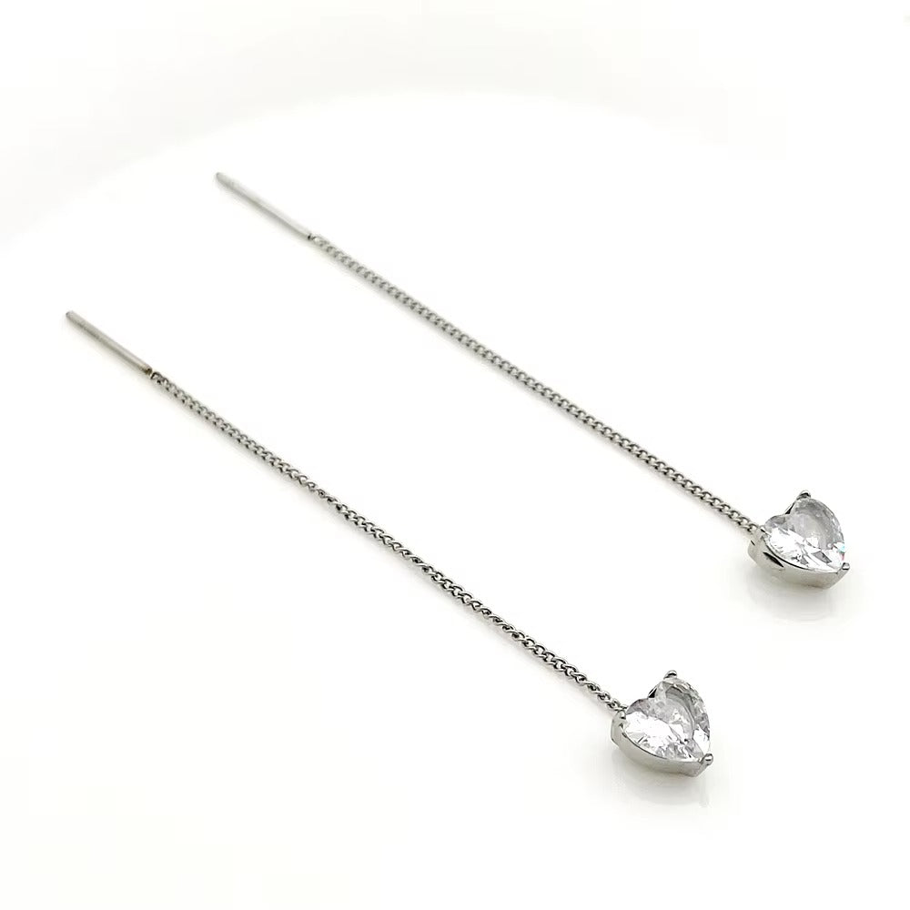 Orecchini a Bottone con Ciondoli Zircone – Placcati Oro 14K