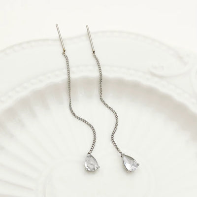 Orecchini a Bottone con Ciondoli Zircone – Placcati Oro 14K
