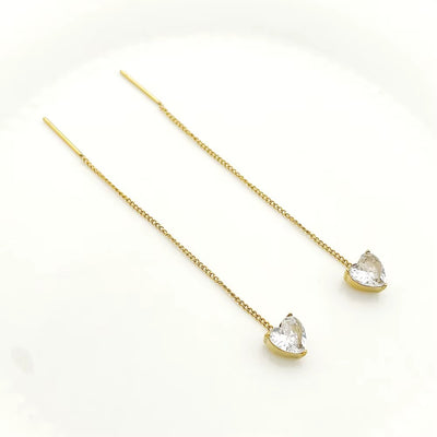 Orecchini a Bottone con Ciondoli Zircone – Placcati Oro 14K
