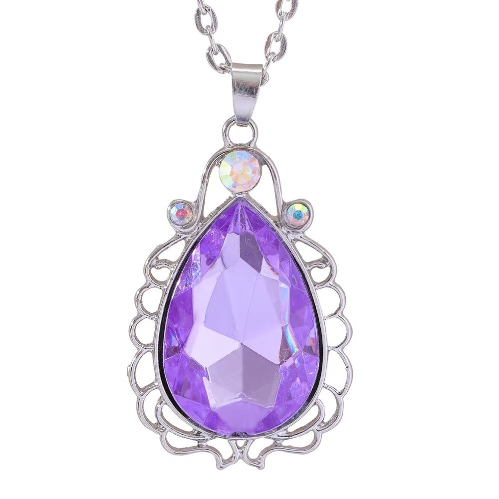 Collana a Goccia con Perline di Cristallo Colorato