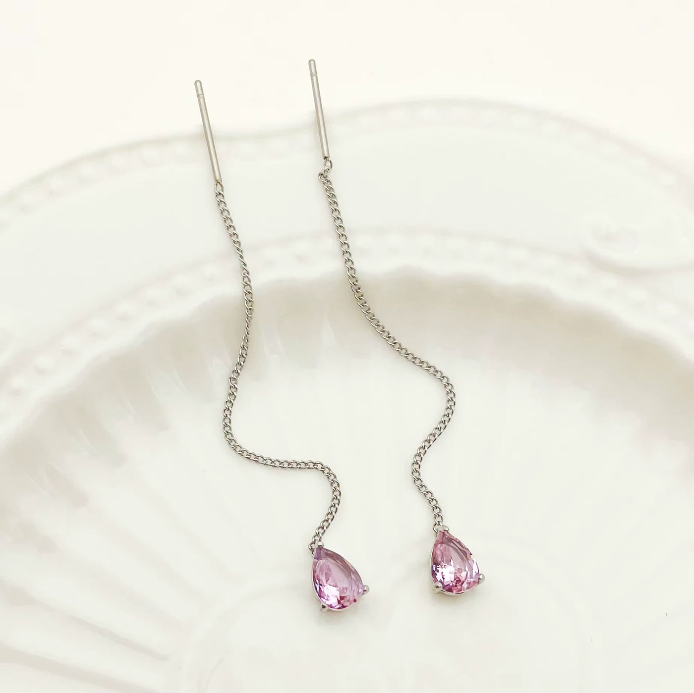 Orecchini a Bottone con Ciondoli Zircone – Placcati Oro 14K