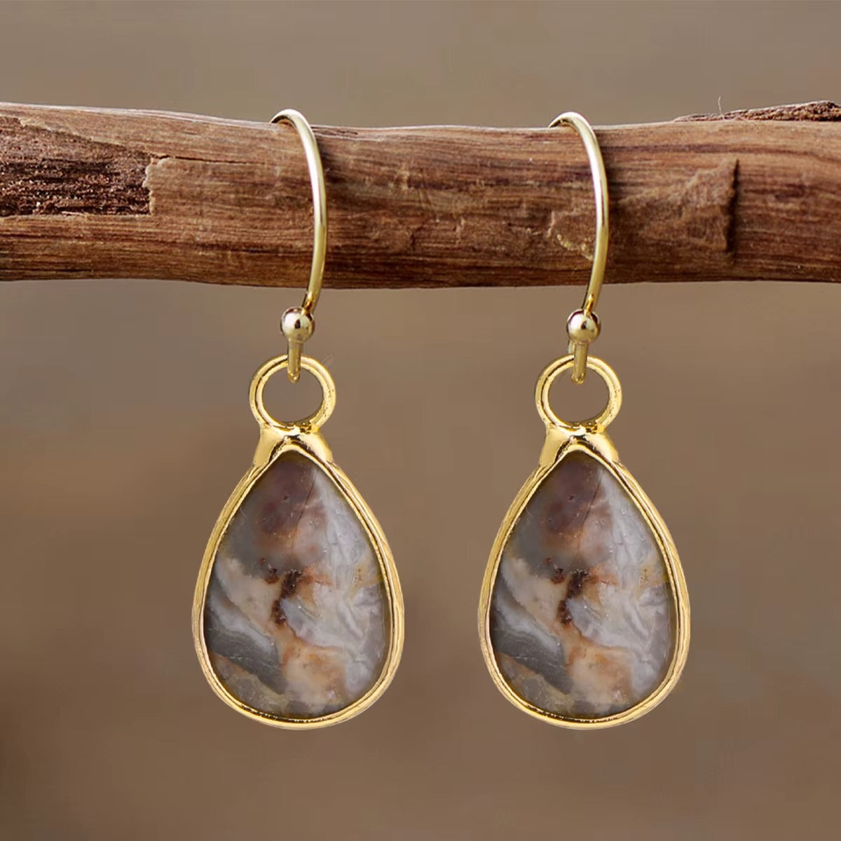 Orecchini Pendenti Waterdrop in Labradorite Naturale