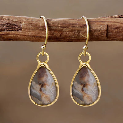 Orecchini Pendenti Waterdrop in Labradorite Naturale