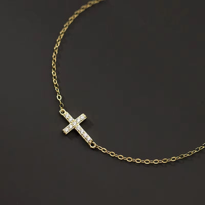 Bracciale Croce di Luce in Argento 925 con Zirconi – Minimal & Ultra Leggero