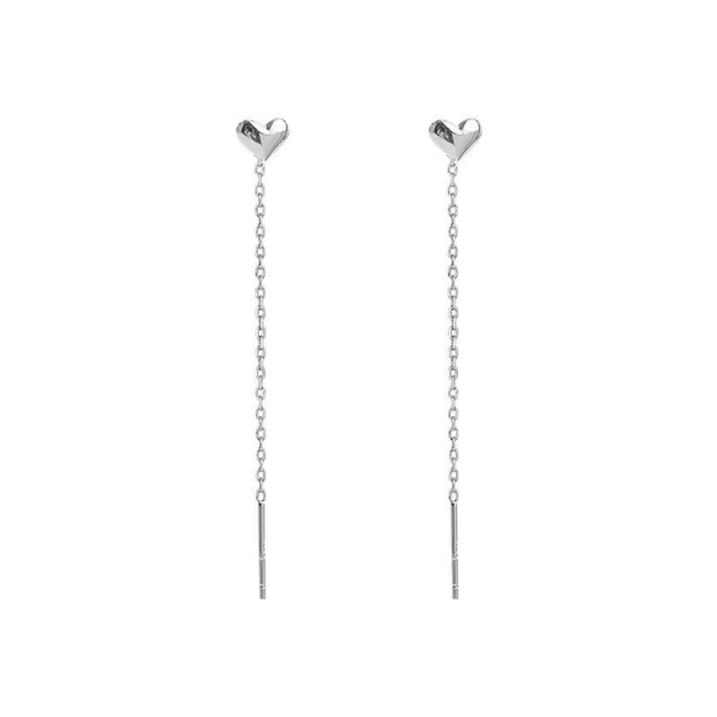 Orecchini Cuore con Nappa Lunga in Argento 925