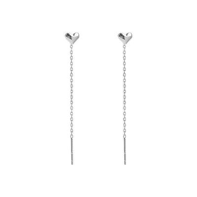 Orecchini Cuore con Nappa Lunga in Argento 925