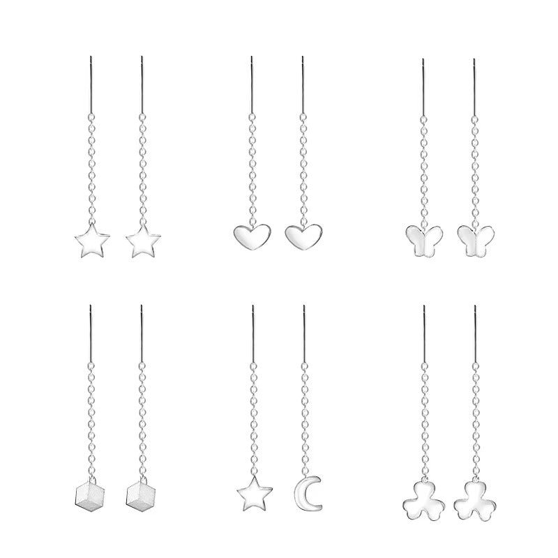 Orecchini in Argento 925 – Luna, Stella, Cuore & Trifoglio