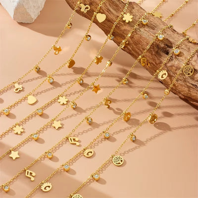 Collana in Acciaio 316L con Zirconi – Simboli Porta Fortuna