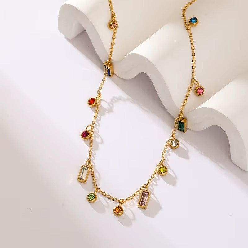 Collana con Zirconi Colorati Geometrici