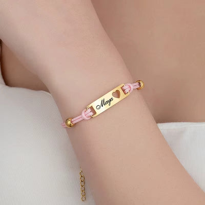 Bracciale Intrecciato con Incisione “Luna & Amore”