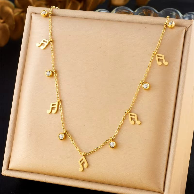 Collana in Acciaio 316L con Zirconi – Simboli Porta Fortuna