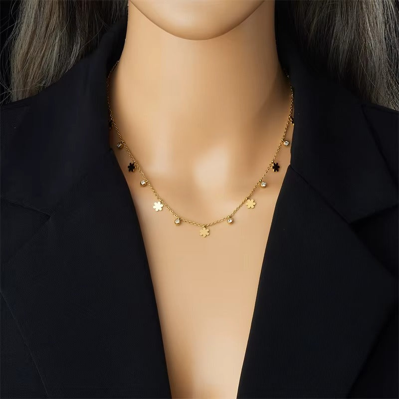 Collana in Acciaio 316L con Zirconi – Simboli Porta Fortuna