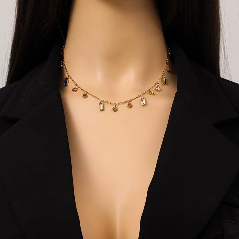 Collana con Zirconi Colorati Geometrici
