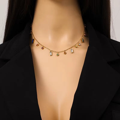 Collana con Zirconi Colorati Geometrici