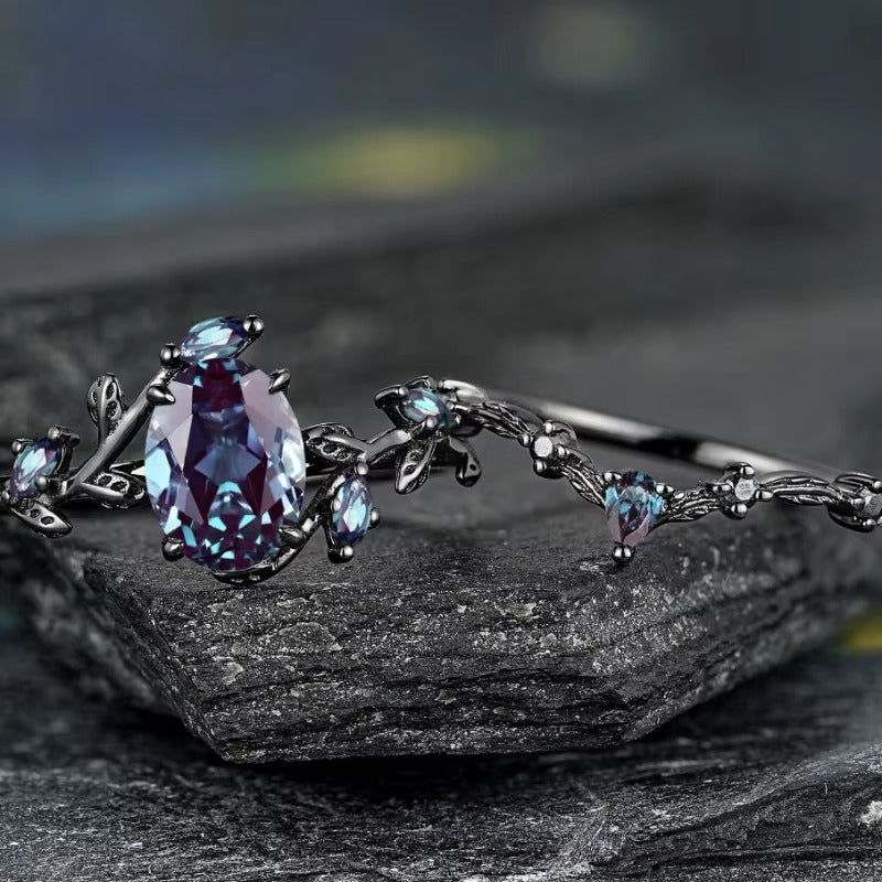 Anello Personalizzato Rami Neri con Pietre Colorate
