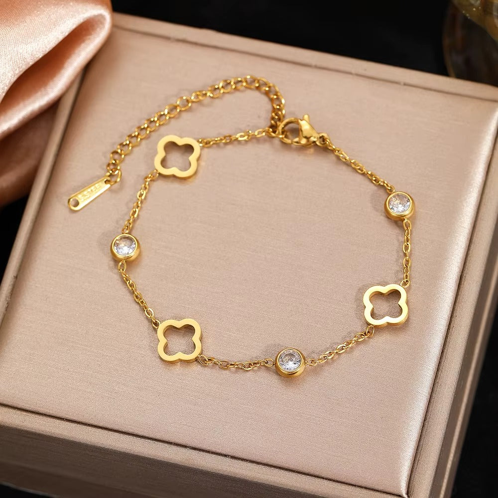 Bracciale Fortunato con Trifoglio e Zirconi