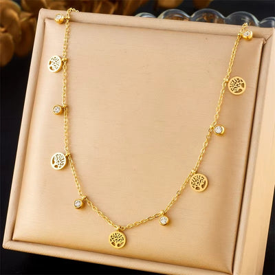 Collana in Acciaio 316L con Zirconi – Simboli Porta Fortuna