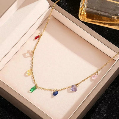 Gioiello 3-in-1 in Acciaio 316L Placcato Oro 18K con Zirconi – Bracciale, Collana e Cavigliera
