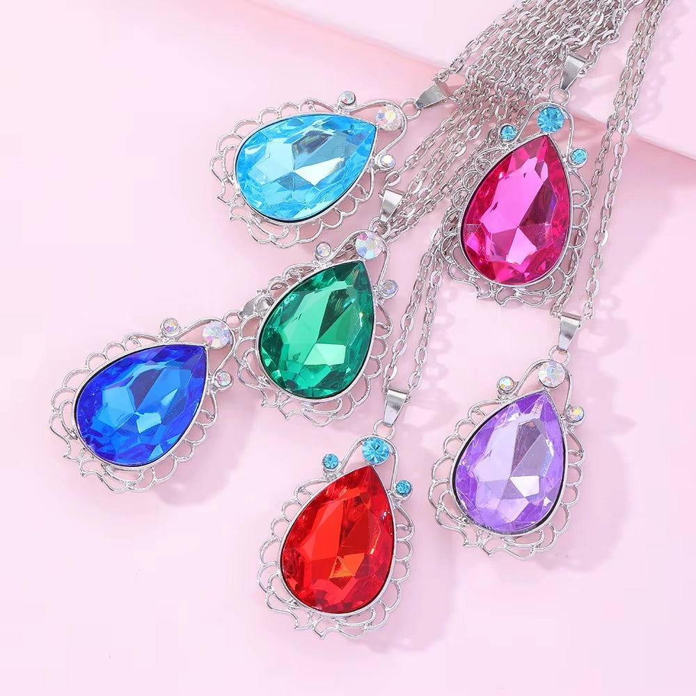 Collana a Goccia con Perline di Cristallo Colorato