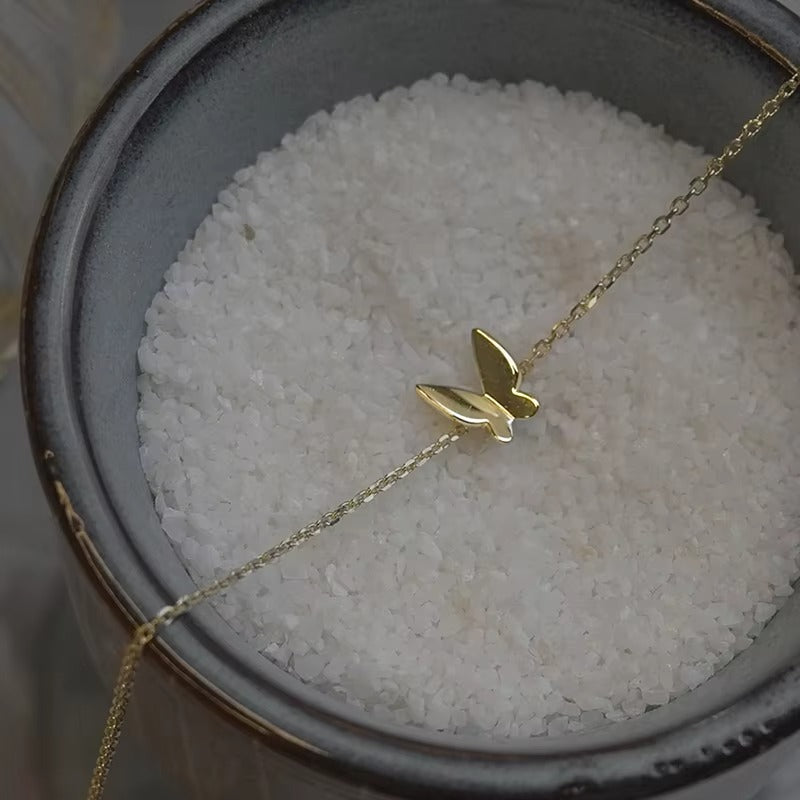 Bracciale Farfalla in Argento 925 e Oro 14K – Eleganza Minimal