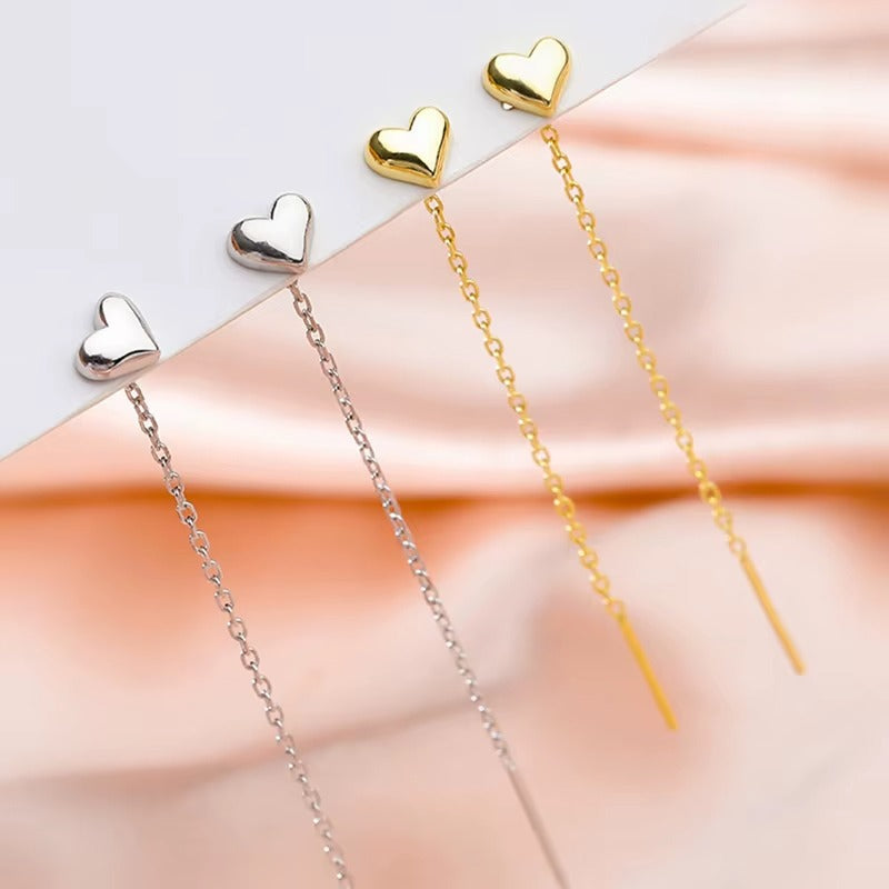 Orecchini Cuore con Nappa Lunga in Argento 925