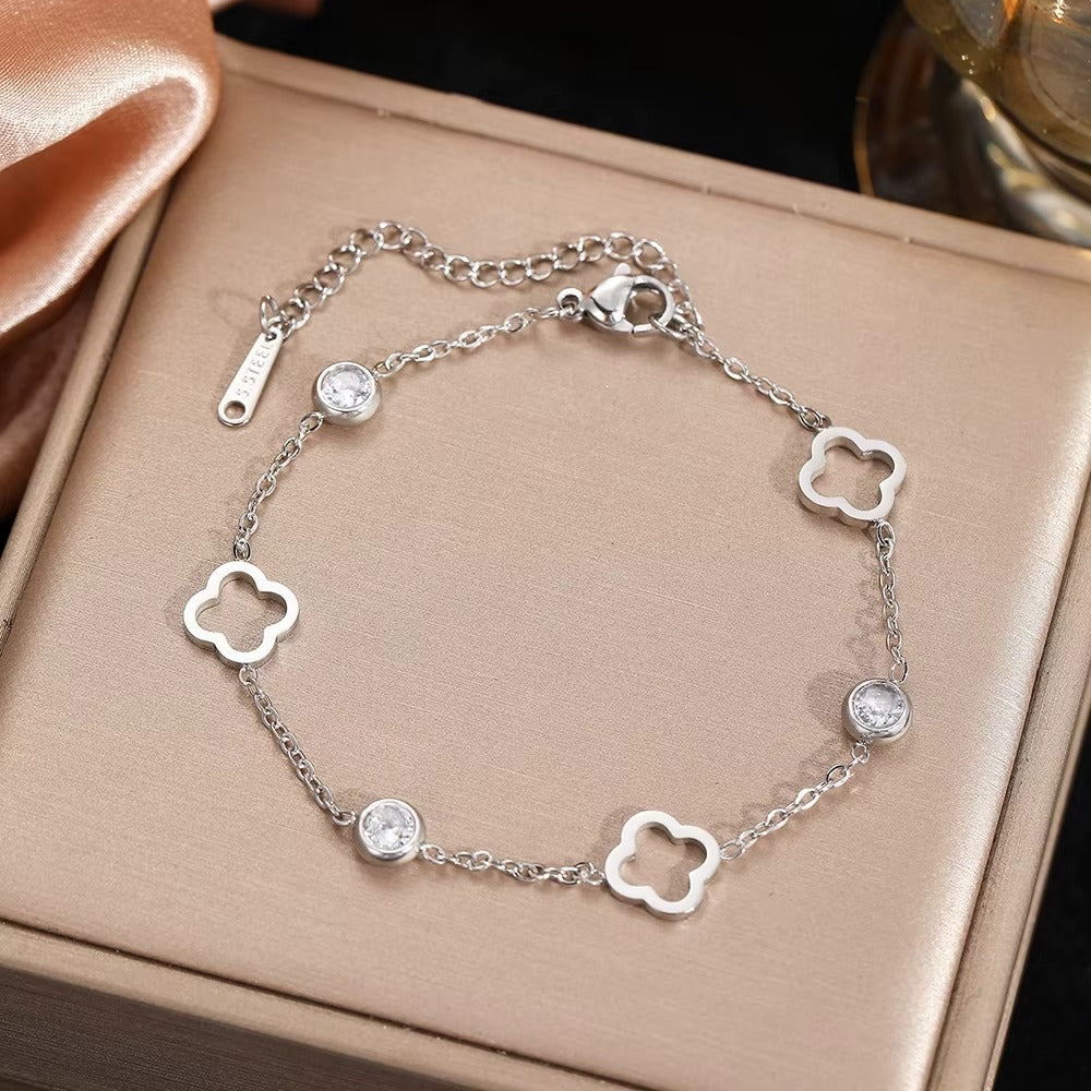 Bracciale Fortunato con Trifoglio e Zirconi
