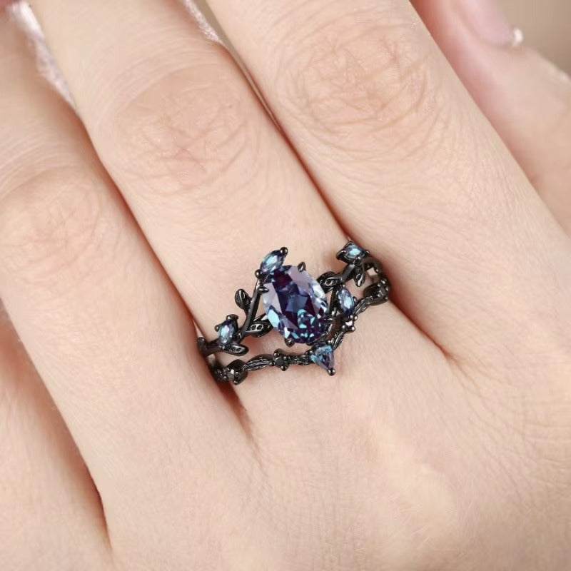Anello Personalizzato Rami Neri con Pietre Colorate