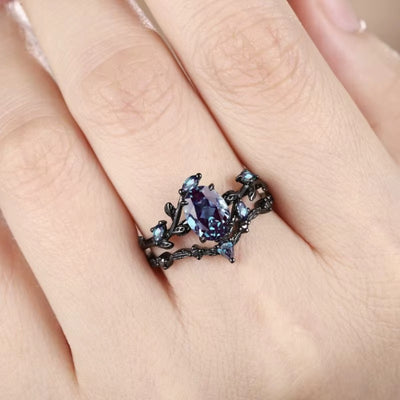 Anello Personalizzato Rami Neri con Pietre Colorate