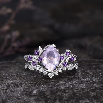 Anello Foglie Viola con Zirconi – Eleganza Moderna