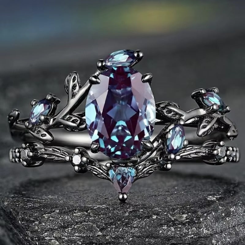 Anello Personalizzato Rami Neri con Pietre Colorate