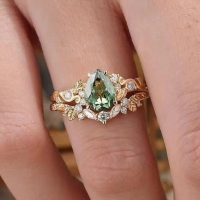 Anello Fiore di Zirconi Verdi – Stile Europeo
