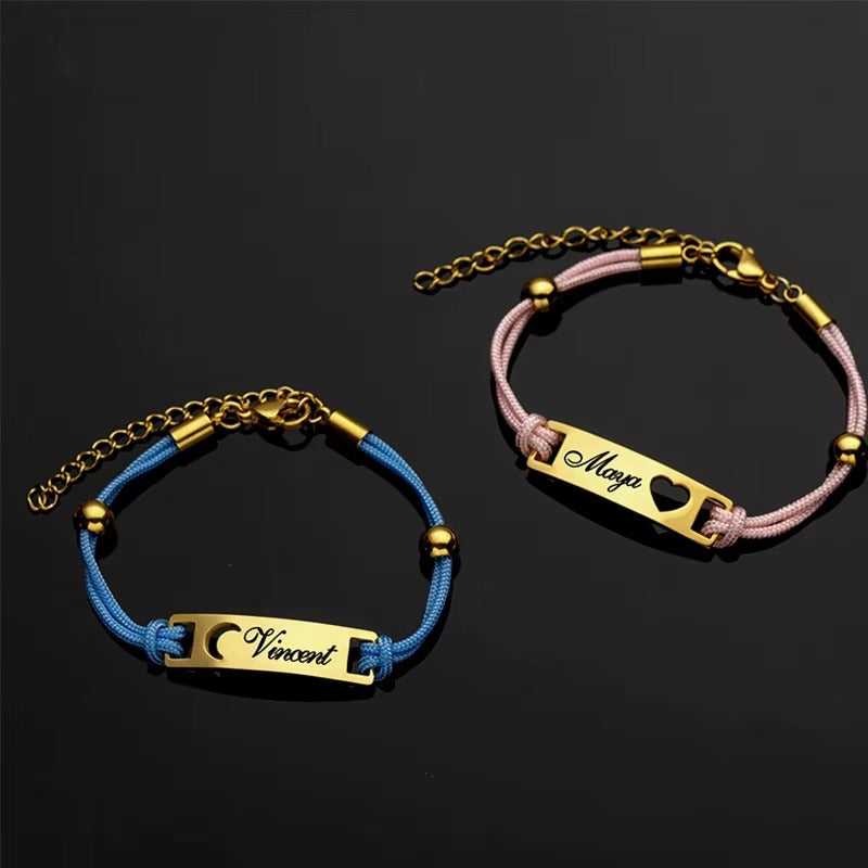 Bracciale Intrecciato con Incisione “Luna & Amore”