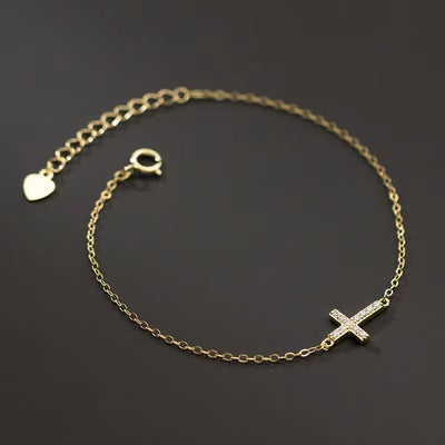 Bracciale Croce di Luce in Argento 925 con Zirconi – Minimal & Ultra Leggero