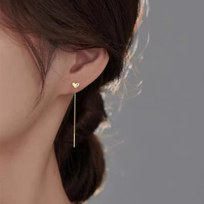 Orecchini Cuore con Nappa Lunga in Argento 925