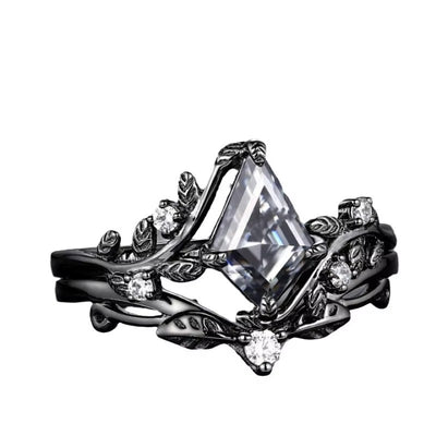 Anello Nero con Zirconi Geometrici