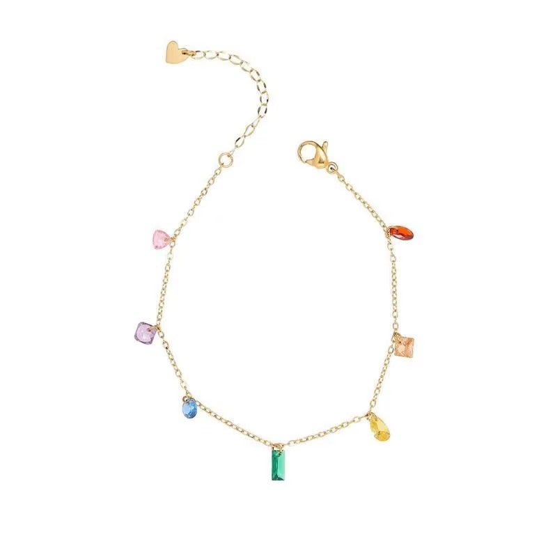 Gioiello 3-in-1 in Acciaio 316L Placcato Oro 18K con Zirconi – Bracciale, Collana e Cavigliera