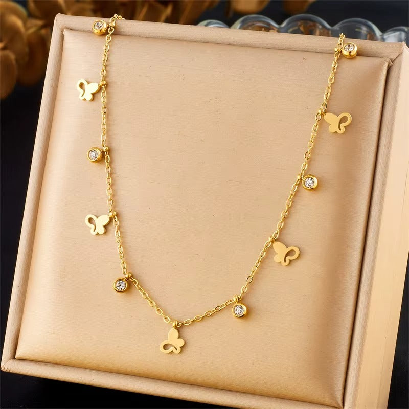 Collana in Acciaio 316L con Zirconi – Simboli Porta Fortuna