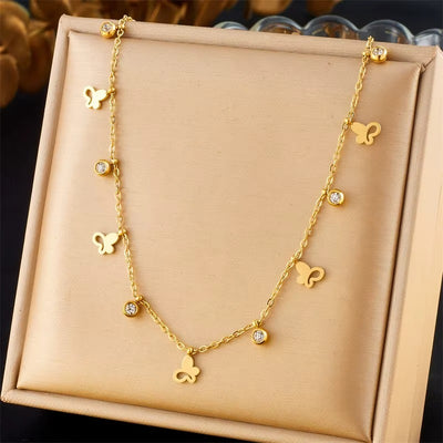 Collana in Acciaio 316L con Zirconi – Simboli Porta Fortuna