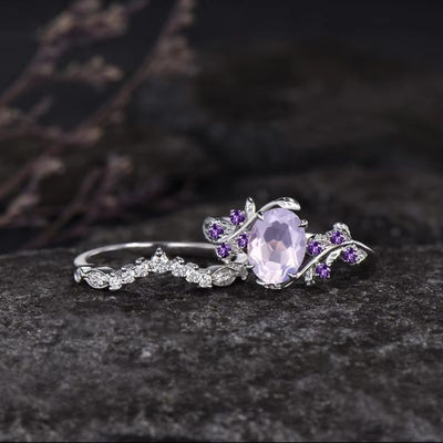 Anello Foglie Viola con Zirconi – Eleganza Moderna