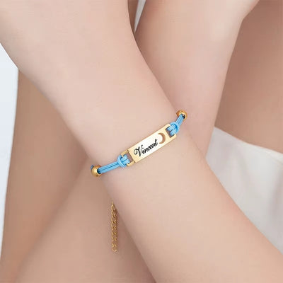 Bracciale Intrecciato con Incisione “Luna & Amore”