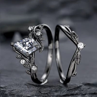 Anello Nero con Zirconi Geometrici