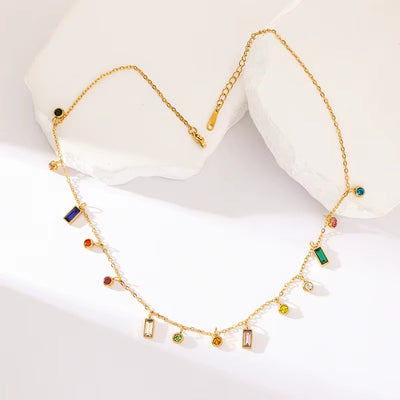 Collana con Zirconi Colorati Geometrici