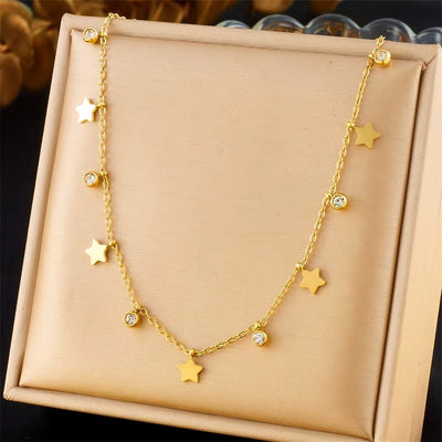 Collana in Acciaio 316L con Zirconi – Simboli Porta Fortuna