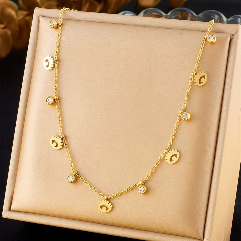 Collana in Acciaio 316L con Zirconi – Simboli Porta Fortuna