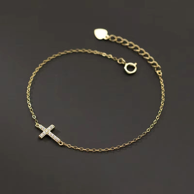 Bracciale Croce di Luce in Argento 925 con Zirconi – Minimal & Ultra Leggero