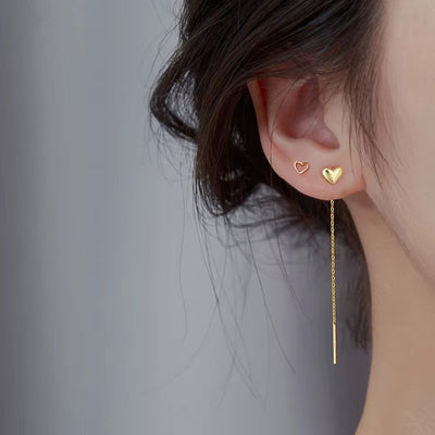 Orecchini Cuore con Nappa Lunga in Argento 925